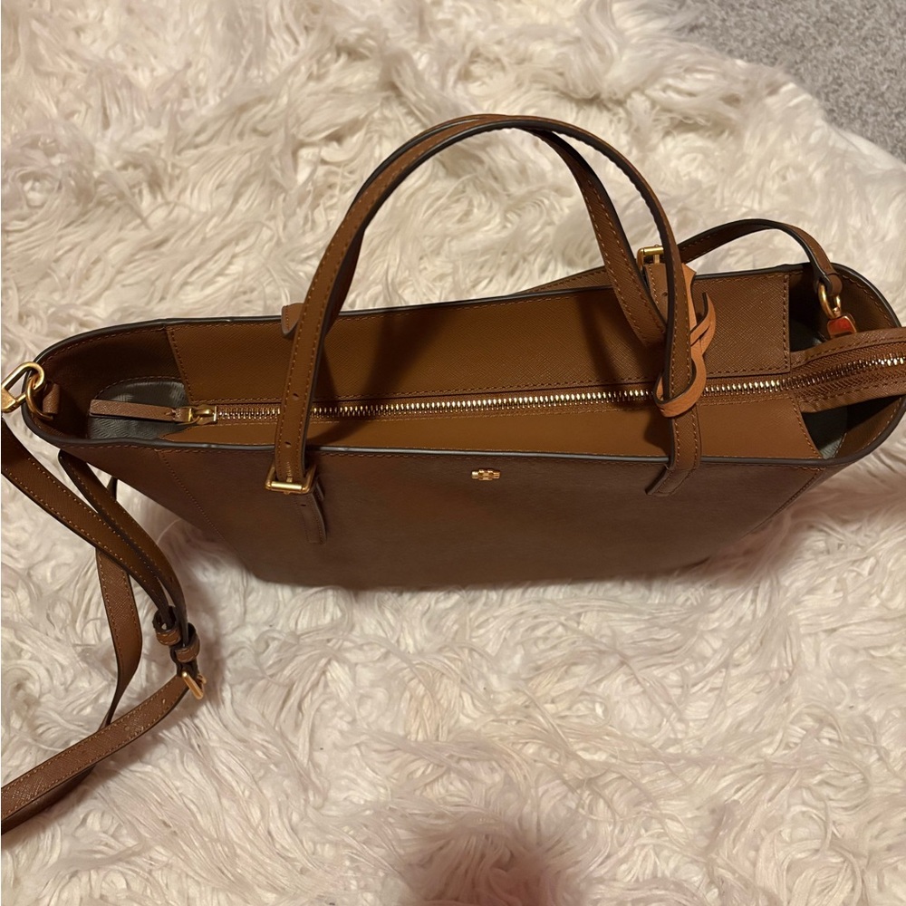 Tory Burch Robinson Small Tote Tan/Cardamom - Picture 5 of 7